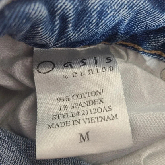 Oasis Eunina Denim Cut-Off Short Shorts Women's Medium Light Wash Distressed - Picture 7 of 7